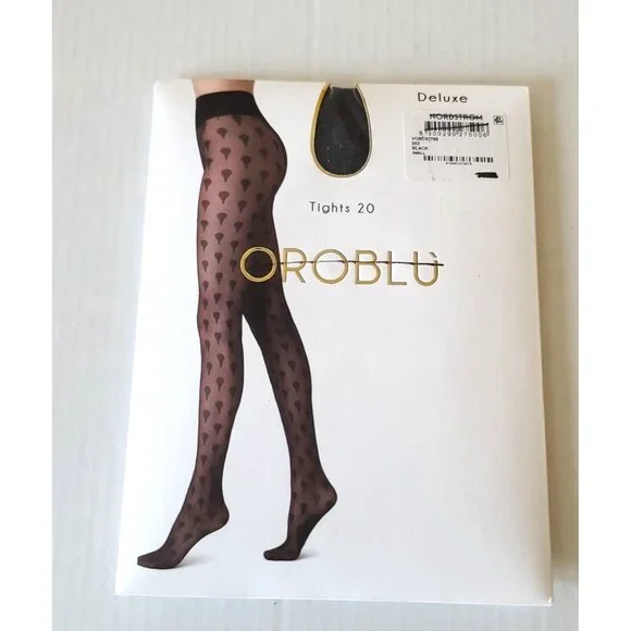 OROBLU Deluxe Tights 20 Denier Size S Black With Metallic Threads VOBC67789 NEW - Picture 2 of 12